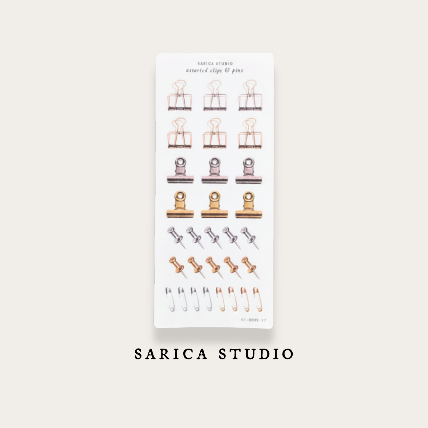 Assorted Clips & Pins Sticker Sheet - Sarica Studio
