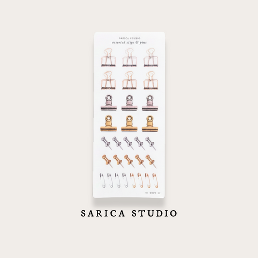 Assorted Clips & Pins Sticker Sheet - Sarica Studio