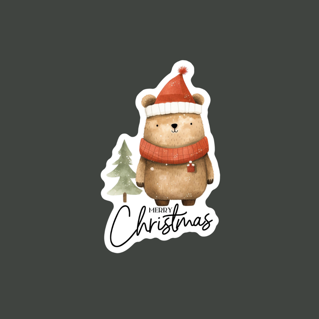 Merry Christmas Bear Single Sticker