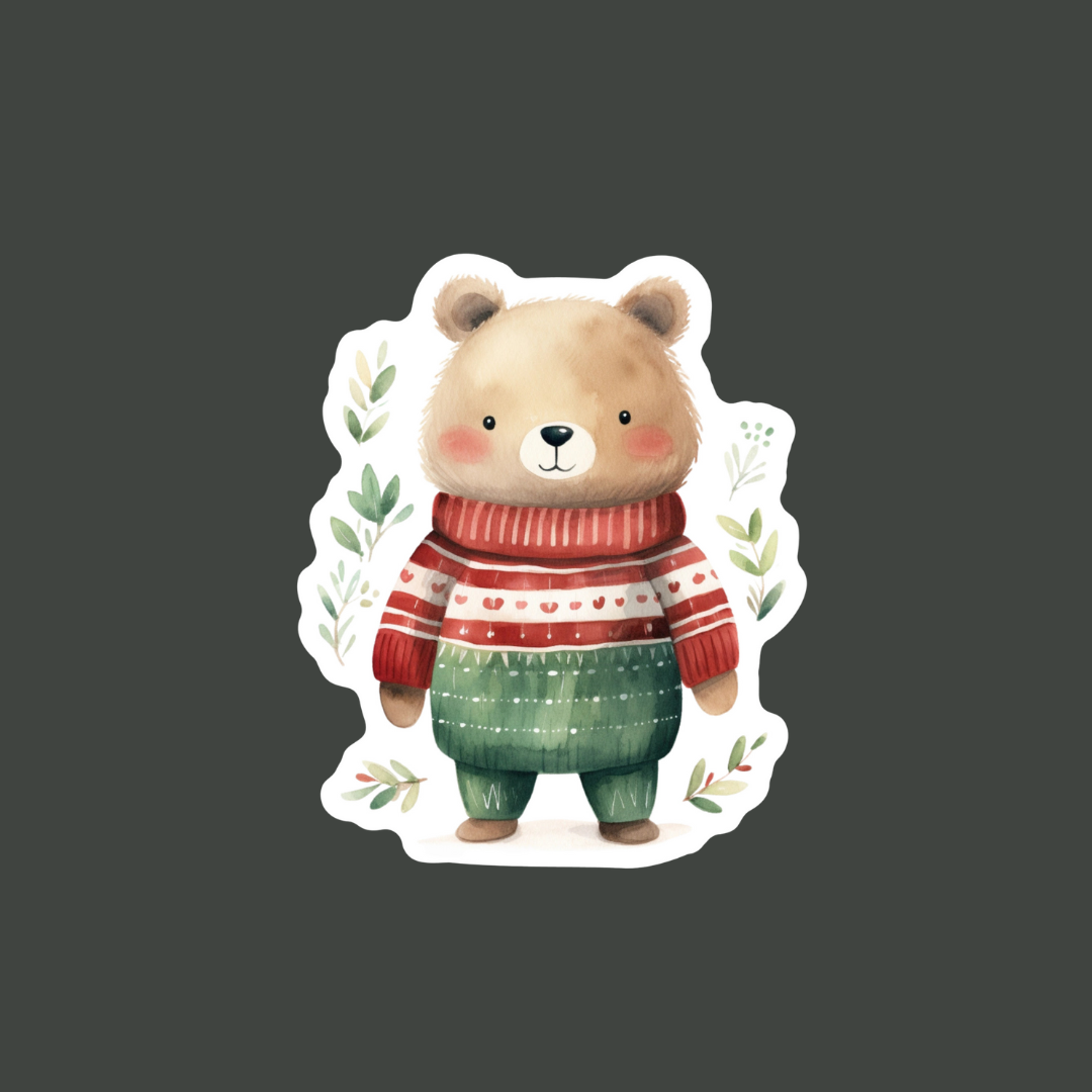 Bear Hug Christmas Single Sticker