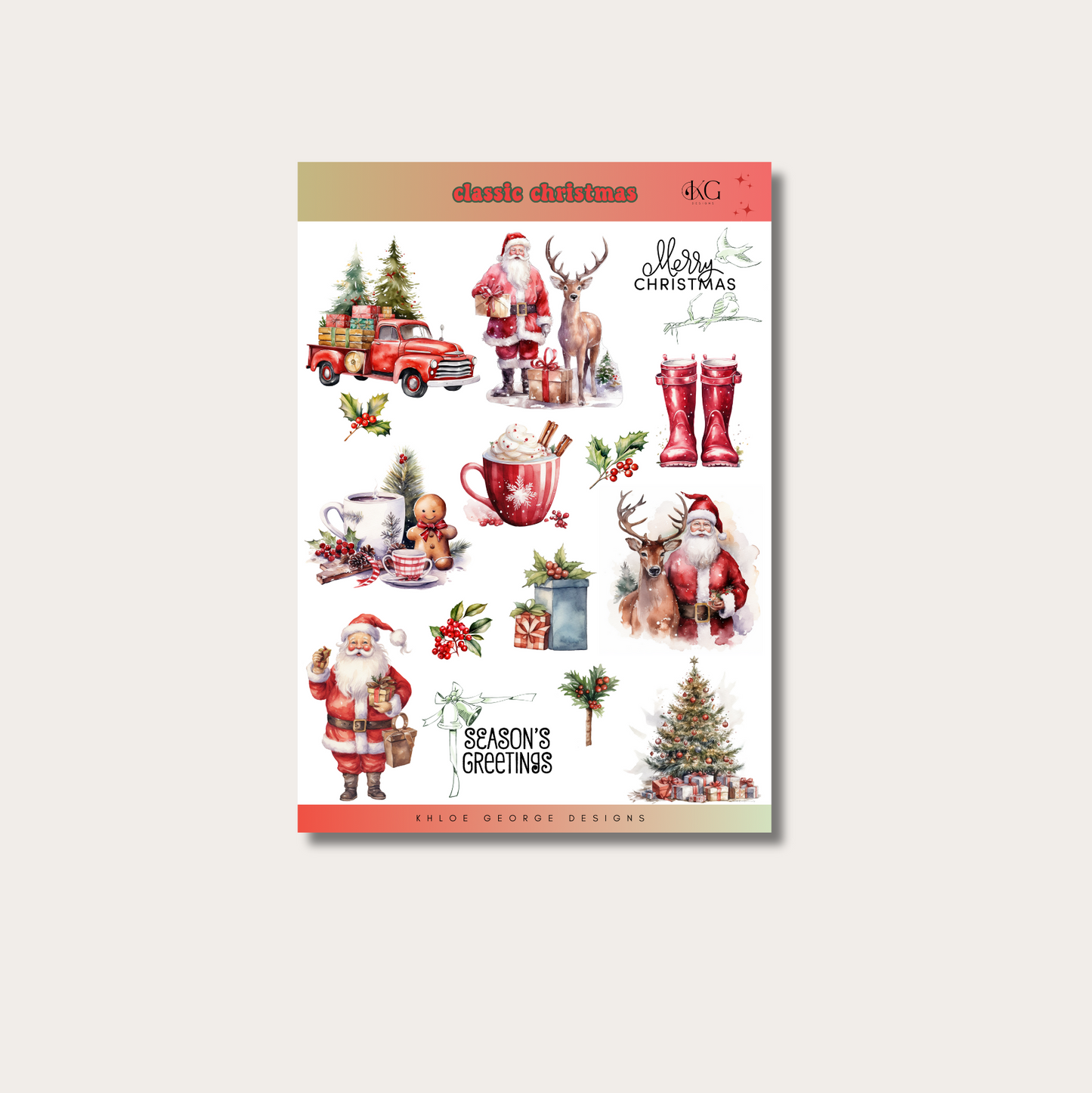 Classic Christmas Sticker Sheet