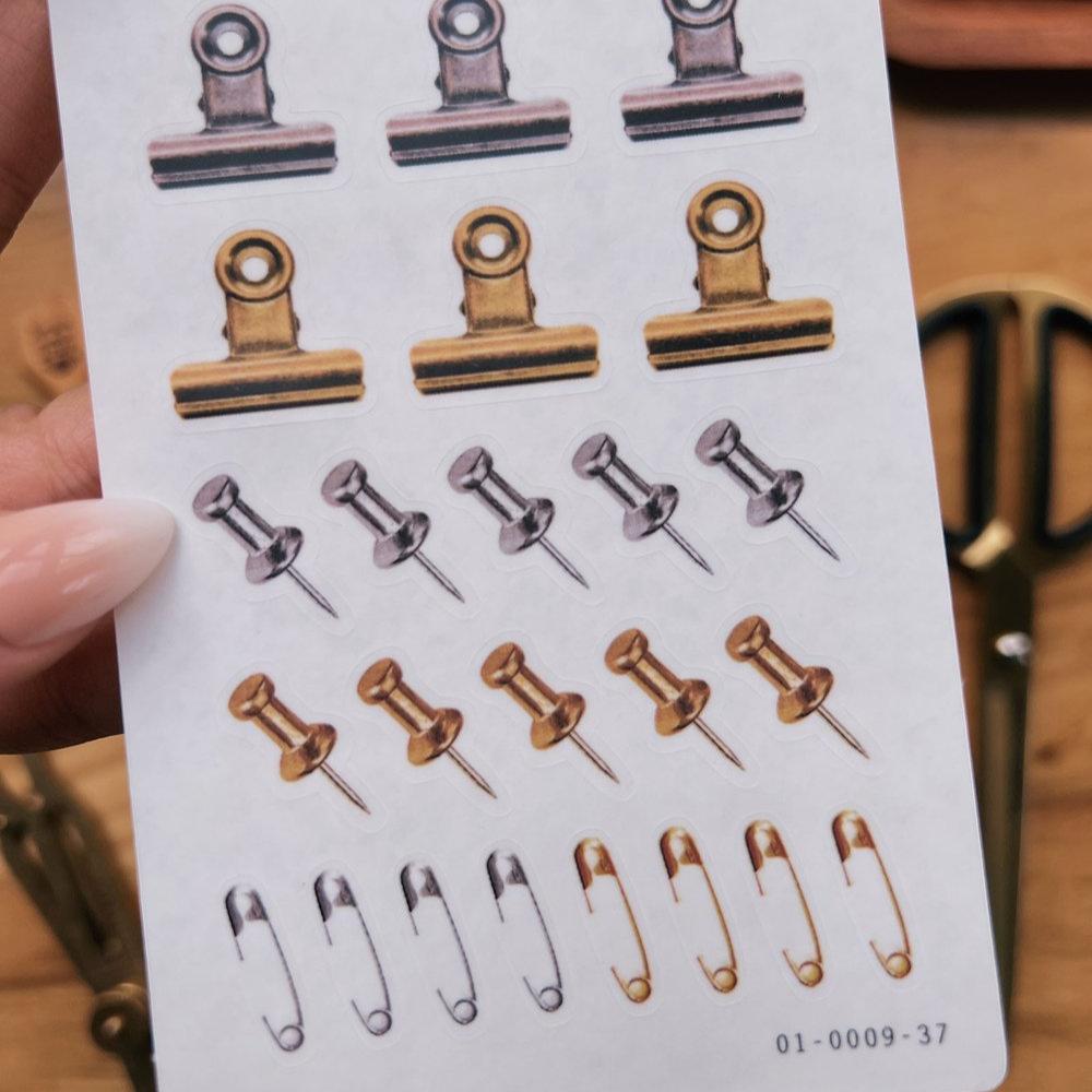 Assorted Clips & Pins Sticker Sheet - Sarica Studio