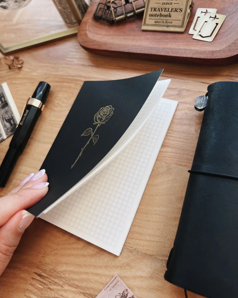 Rose Notebook (Passport TN Size) - Sarica Studio