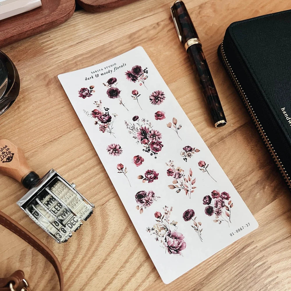 Dark & Moody Florals Sticker Sheet -  Sarica Studio