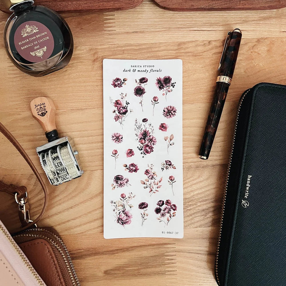 Dark & Moody Florals Sticker Sheet -  Sarica Studio