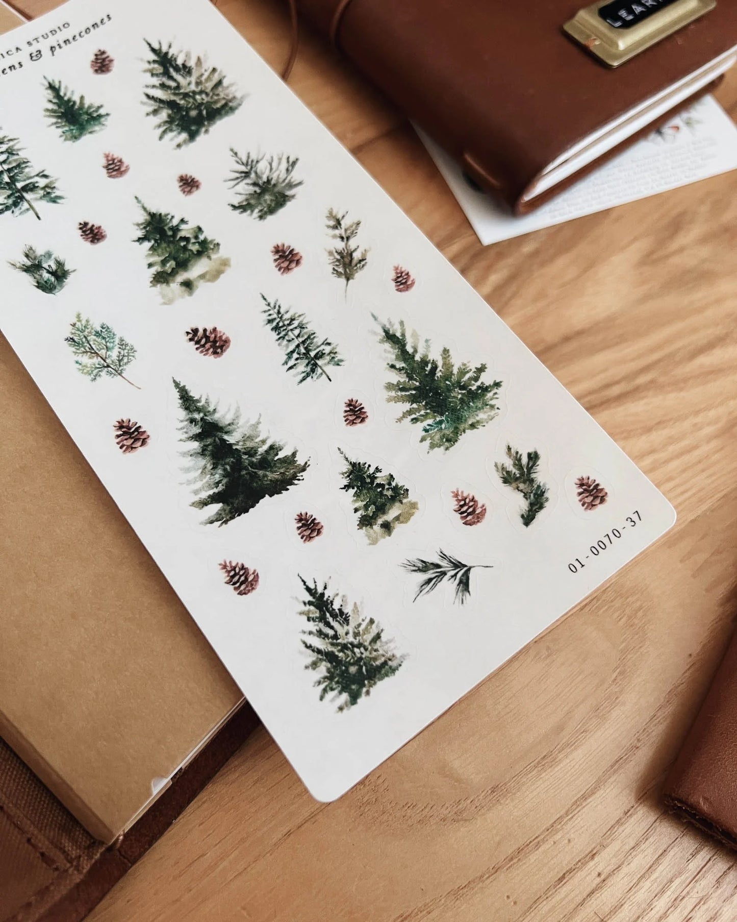 Evergreens & Pinecones Sticker Sheet -  Sarica Studio