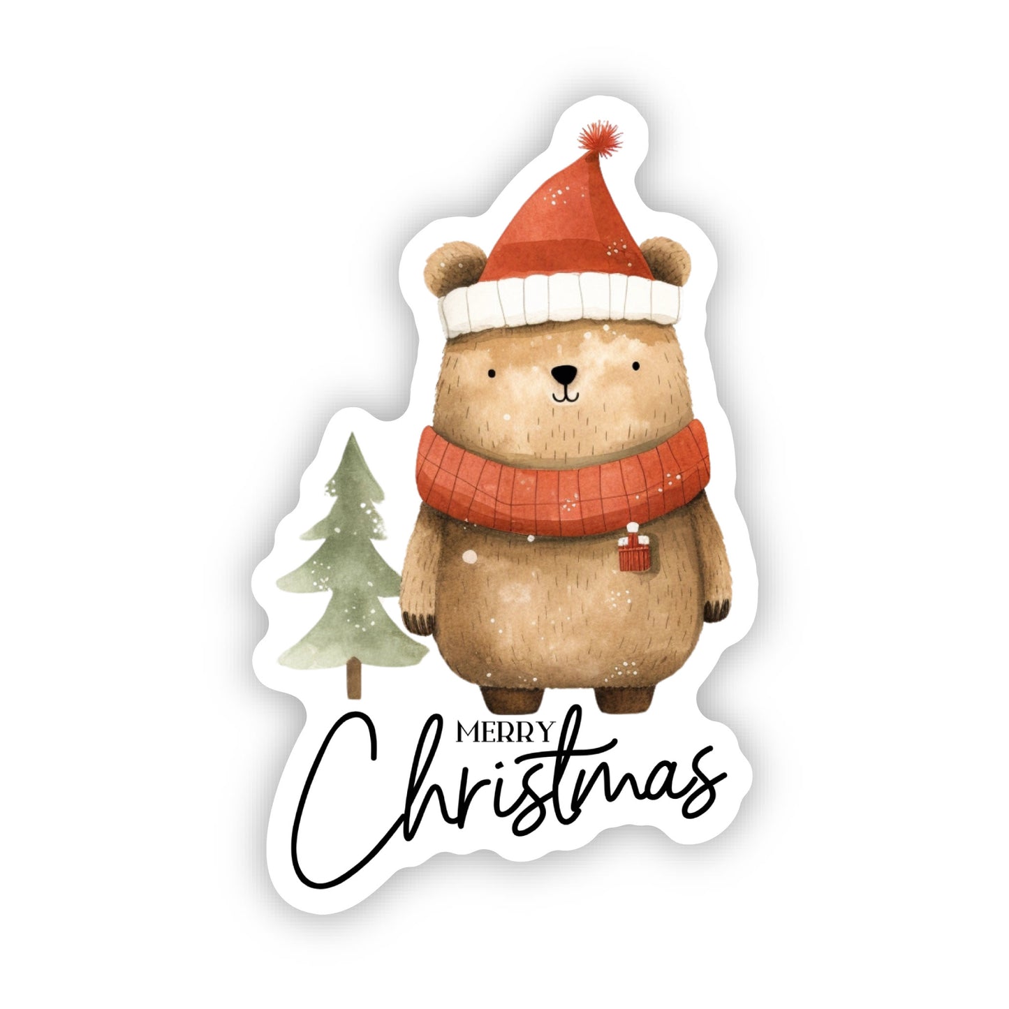 Merry Christmas Bear Single Sticker